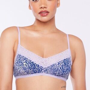 Savage X Fenty Purple Leopard Print Cotton Essential Bralette Size XL